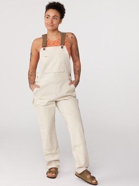 REI Co-op Trailsmith Cotton Blend Canvas Workwear Overalls Cream Size 8